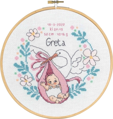 click here to view larger image of Greta - Birth Announcement (counted cross stitch kit)