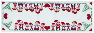 click here to view larger image of Elfs w/Hearts Table Runner (counted cross stitch kit)