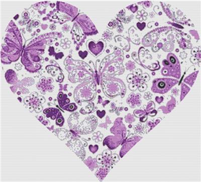 Purple Butterfly Heart - Smooth
