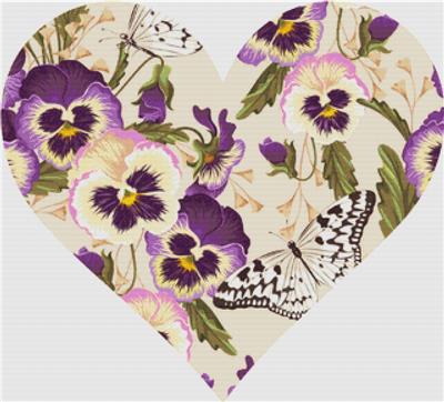 click here to view larger image of Vintage Pansies - Heart (chart)