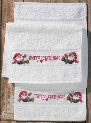 click here to view larger image of Merry Christmas Towels (2 pieces) (counted cross stitch kit)
