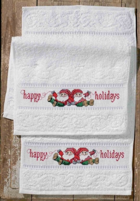 click here to view larger image of Happy Holidays Towels (2 pieces) (counted cross stitch kit)
