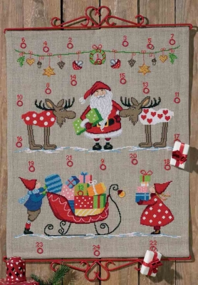 click here to view larger image of Santa Sleigh Advent Calendar (counted cross stitch kit)