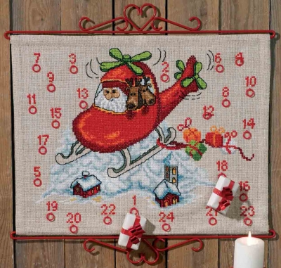 click here to view larger image of Santa Helicopter Advent Calendar (counted cross stitch kit)