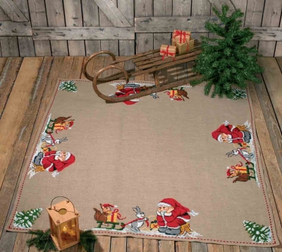 Santa Claus w/Animals Christmas Mat