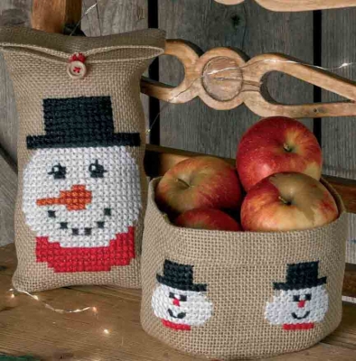 click here to view larger image of Snowman Gift Bag (left) (counted cross stitch kit)