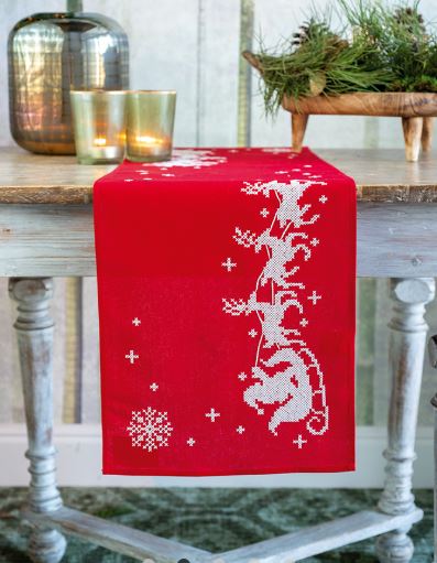 click here to view larger image of Sleigh Table Runner (printed linen)