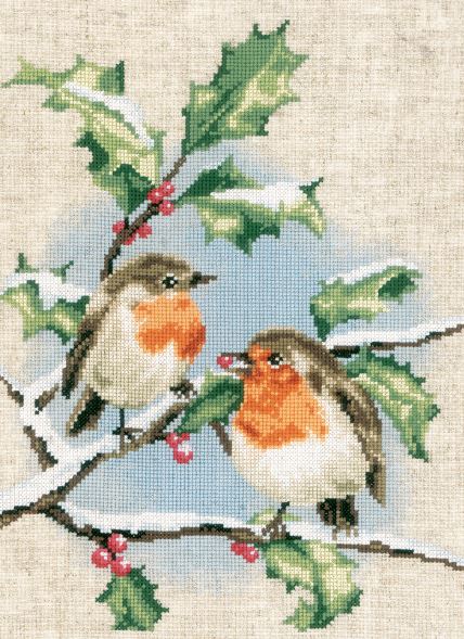 click here to view larger image of Winter Robins (counted cross stitch kit)