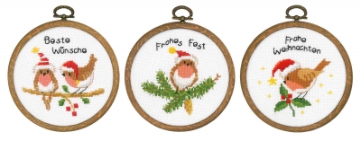 click here to view larger image of Christmas Birds (set of 3) (counted cross stitch kit)