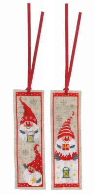 click here to view larger image of Christmas Gnomes Bookmark (set of 2) (counted cross stitch kit)