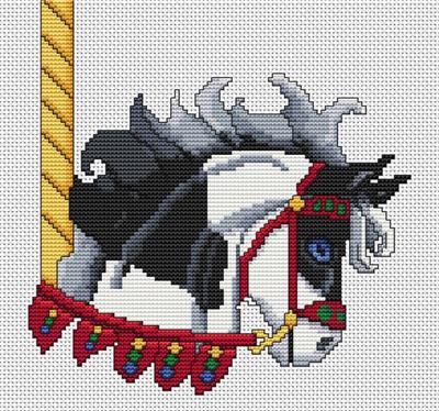 Black Paint Carousel Horse Head