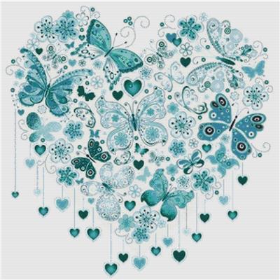 click here to view larger image of Teal Butterfly Heart (chart)