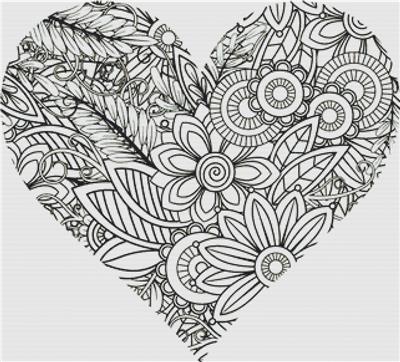 Black and White Floral Heart I