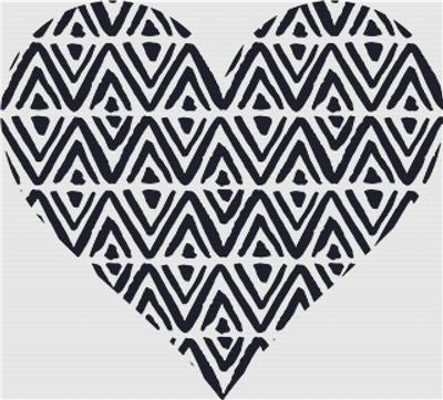 Black and White Aztec Heart