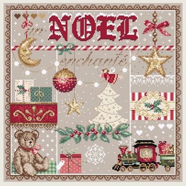 click here to view larger image of Un Noel Enchante - -KIT - Linen (counted cross stitch kit)