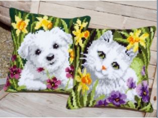 click here to view larger image of Westie in Daffodils (left) (counted canvas kit)