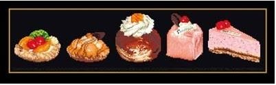 click here to view larger image of Five Desserts - Black Aida (counted cross stitch kit)