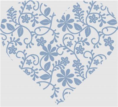 Blue Floral Lace Heart