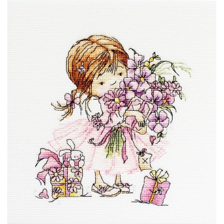 click here to view larger image of Girl with a Bouquet (counted cross stitch kit)
