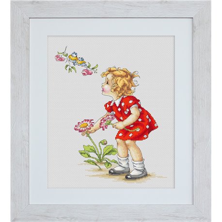 click here to view larger image of Girl in Red Dress - discontinued 5/2022 (counted cross stitch kit)