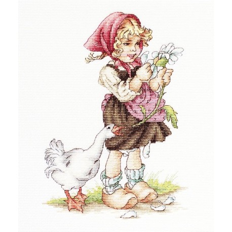 click here to view larger image of Girl with Goose (counted cross stitch kit)