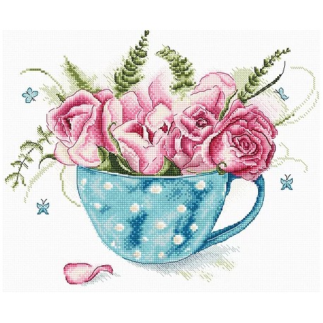 click here to view larger image of Cup of Roses, A (counted cross stitch kit)