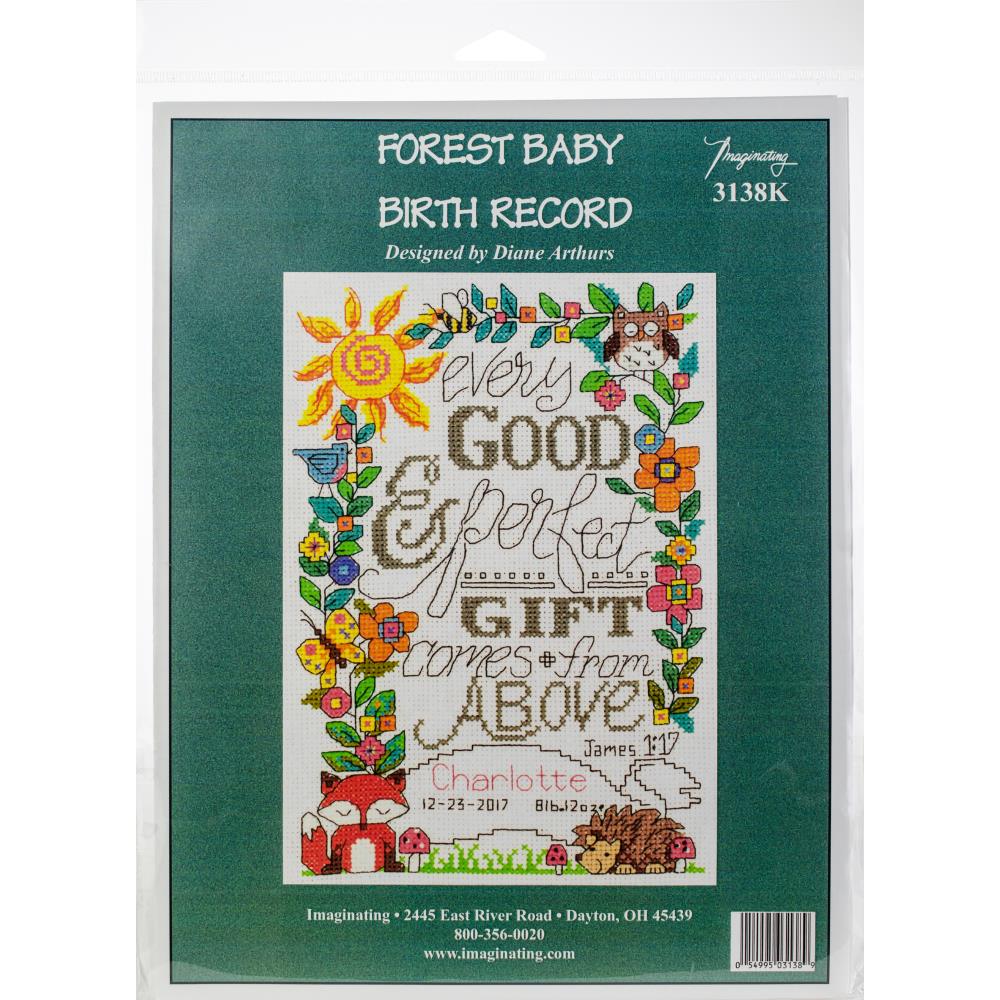 click here to view larger image of Forest Baby Birth Record  (counted cross stitch kit)