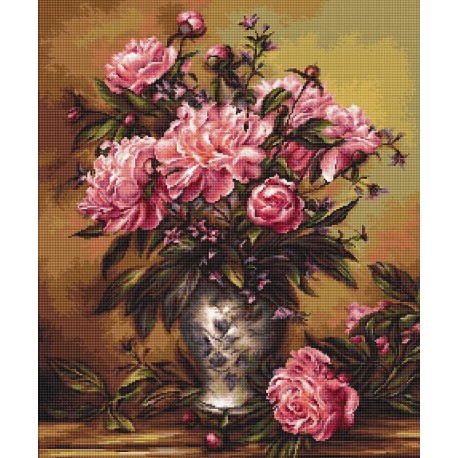 click here to view larger image of Vase of Peonies (counted cross stitch kit)