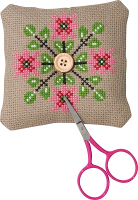 click here to view larger image of Pink Flower Needlepillow (counted cross stitch kit)