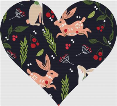 Bunnies And Flowers Heart