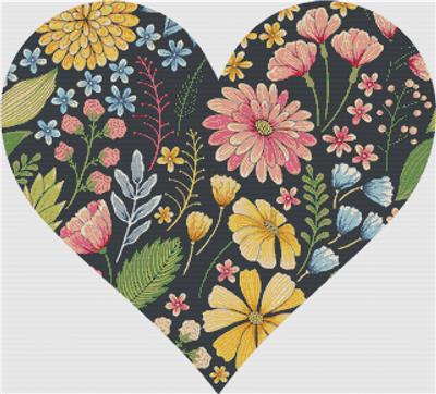 click here to view larger image of Colourful Floral Summer Heart (chart)