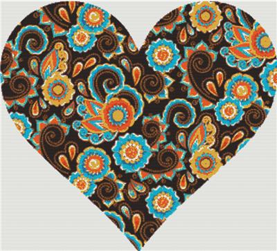 click here to view larger image of Brown Paisley Heart (chart)