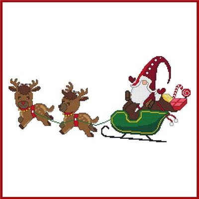 click here to view larger image of Santa Gnome Reindeer Sleigh (chart)