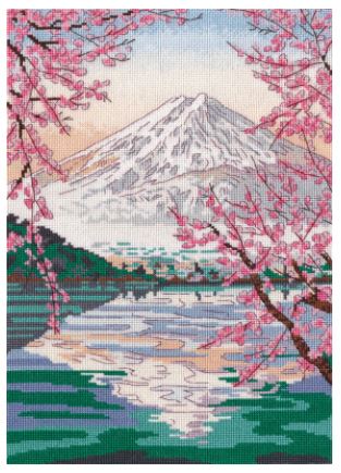 click here to view larger image of Fujiyama and Lake Kawaguchi (counted cross stitch kit)