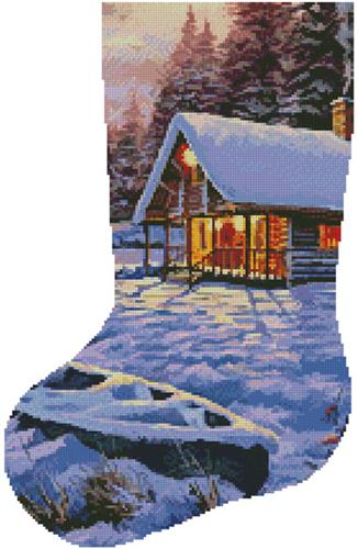 click here to view larger image of Log Cabin Stocking (left facing) (chart)