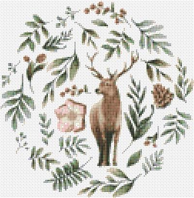 Wild Animals w/ Flowers and Leaves - Deer