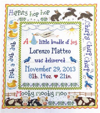 click here to view larger image of Bundle of Joy - Sandra Cozzolino (counted cross stitch kit)