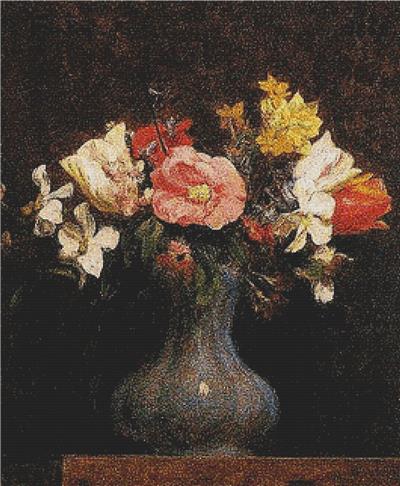 Bouquet De Lys Et De Roses Dans Un Vase