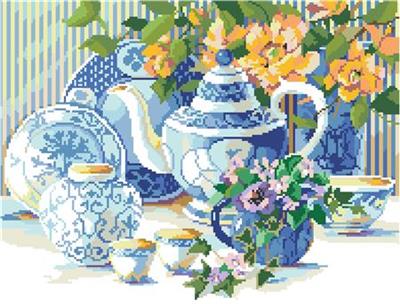 Blue and White Tea Set