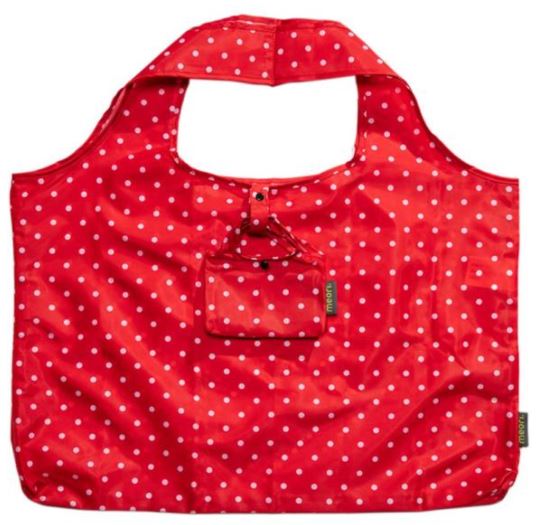 Reusable Pocket Shopper - Hibiscus Red Dots
