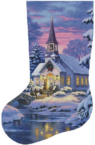 Country Church Stocking Left - Large