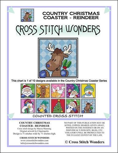 Country Christmas Coaster - Reindeer