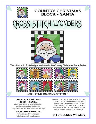 click here to view larger image of Country Christmas Checkered - Santa (chart)