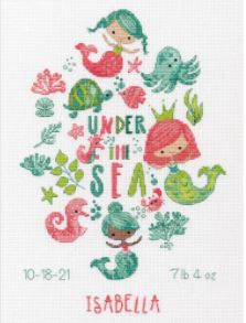 click here to view larger image of Under The Sea Birth Record (counted cross stitch kit)