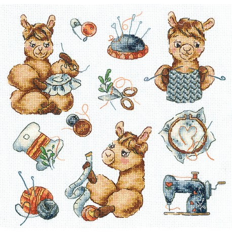 click here to view larger image of Sampler Llama Needlewoman (counted cross stitch kit)