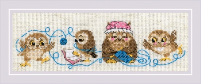 click here to view larger image of Owl Family (counted cross stitch kit)