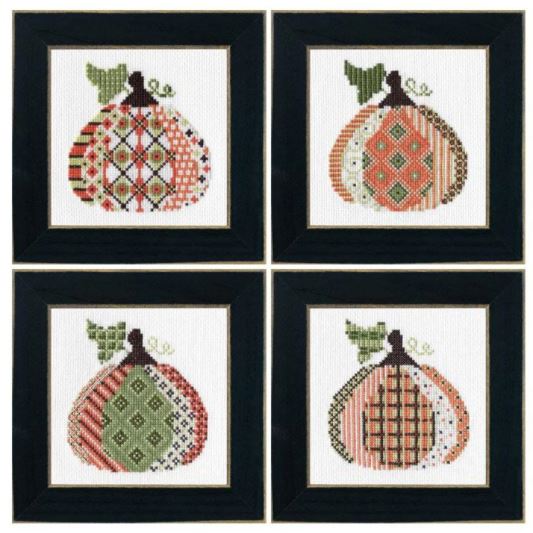 click here to view larger image of 4 Patterned Pumpkins Kit (counted cross stitch kit)