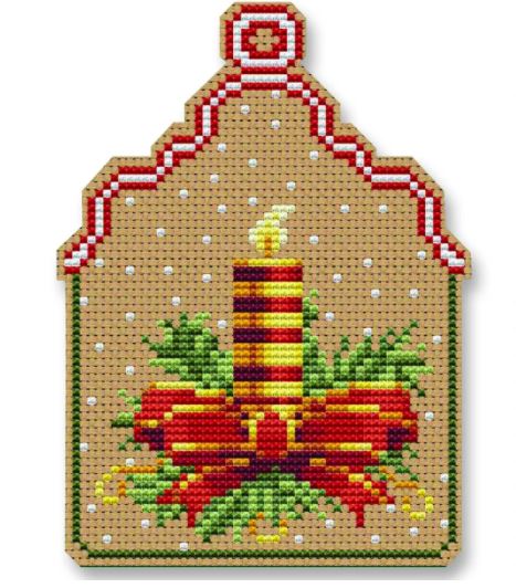 click here to view larger image of Christmas Candle Ornament (counted cross stitch kit)