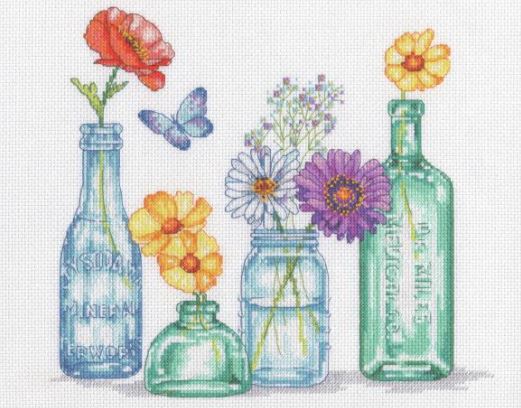click here to view larger image of Wildflower Jars (counted cross stitch kit)