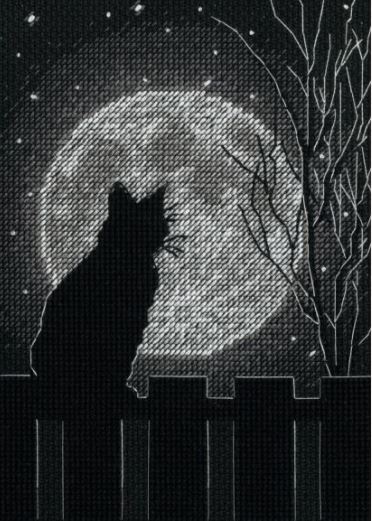 click here to view larger image of Black Moon Cat (counted cross stitch kit)